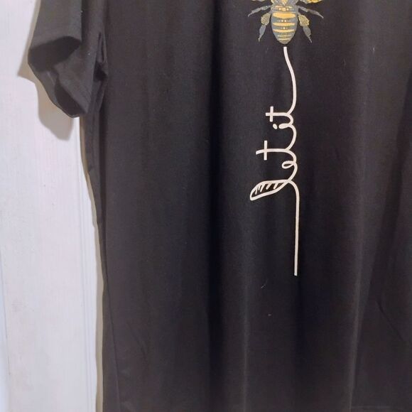 MISSLOOK Black Tee with Gold Insect Design - Picture 2 of 5